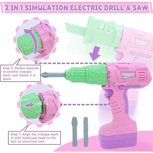 Kids Tool Set, 31 PCS Kids Tool Box Pretend Play Construction Toy with Electric - Picture 4 of 7